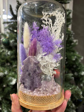 Load image into Gallery viewer, CRYSTAL TERRARIUM LARGE SIZE- CHRISTMAS FLORALS +Lepedolite Crystal