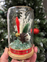 Load image into Gallery viewer, CRYSTAL TERRARIUM SMALL SIZE- CHRISTMAS FLORALS + JADE CRYSTAL