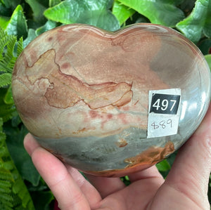 POLYCHROME JASPER HEART CARVING