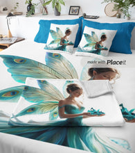 Load image into Gallery viewer, FLEECE BLANKET “PEACOCK WING” Brunette Girl

