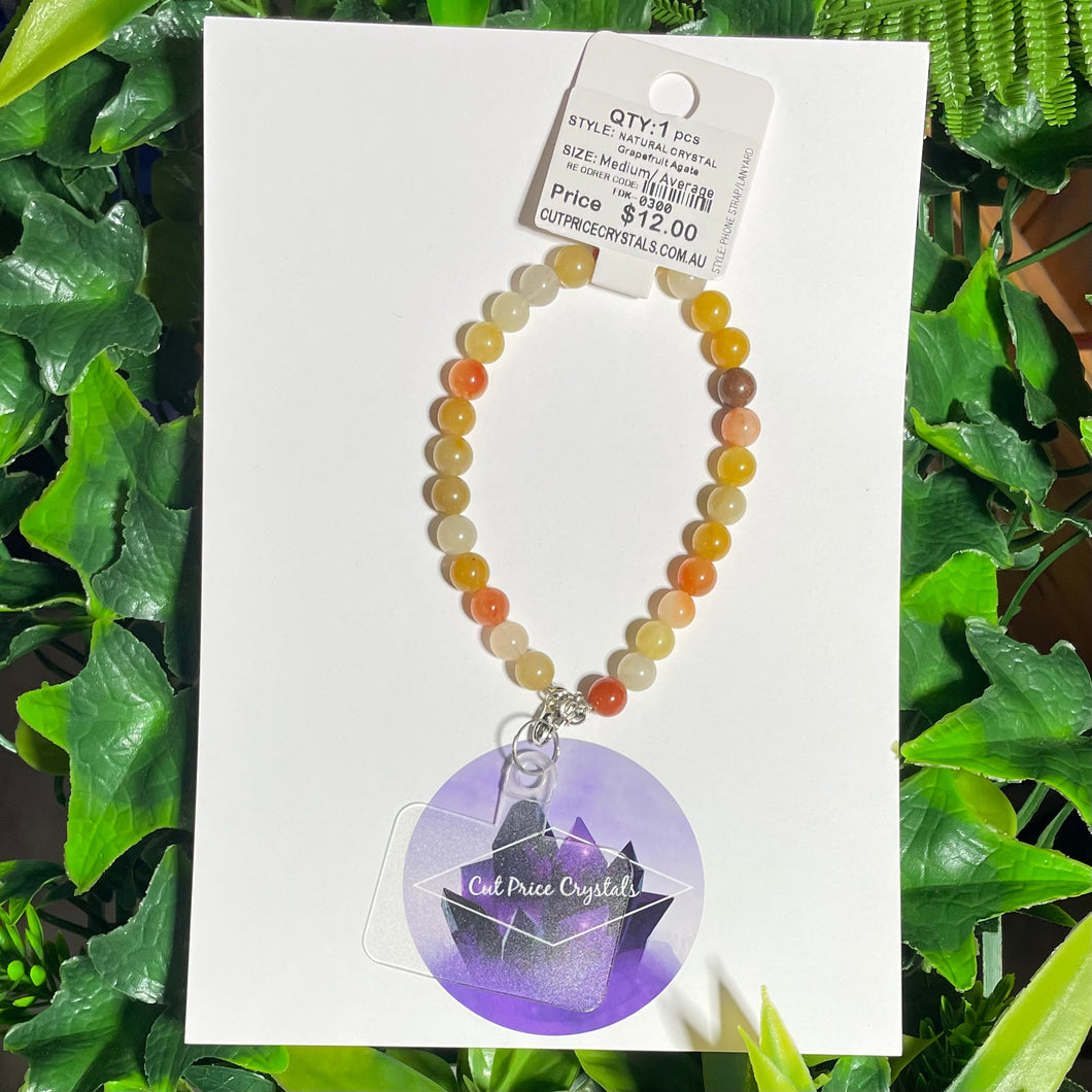 Grapefruit Agate Natural Crystal Wristlet