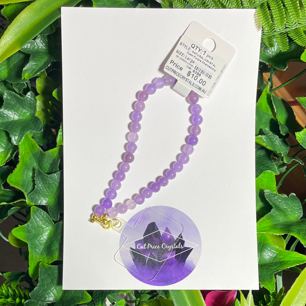 Purple Chalcedony (Colour Enhanced) Natural Crystal Wristlet