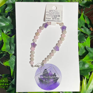 Amethyst + Rose Quartz Natural Crystal Wristlet