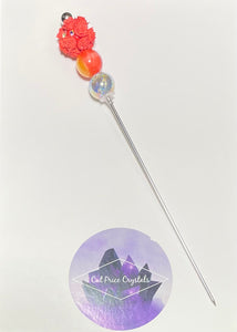 Orange Flower Ball Glitter Poker