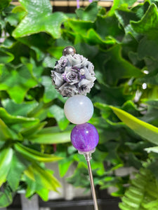 White/Black/Purple Flower Ball Glitter Poker