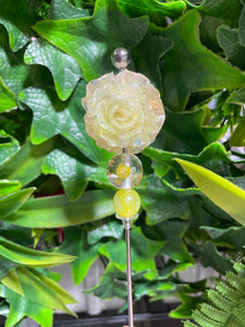 Yellow Luminous Resin Flower Glitter Poker