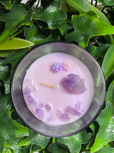 Amethyst Flower Crystal - Waterlily & Lotus Scented Candle
