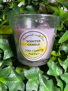 Amethyst Flower Crystal - Waterlily & Lotus Scented Candle