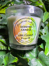 Load image into Gallery viewer, Fluorite Crystal - Lime Coconut Scented Candle

