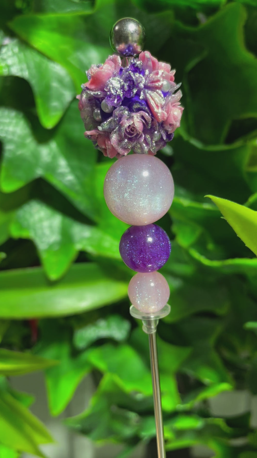 Purple/Pink Butterfly Flower Ball Glitter Poker