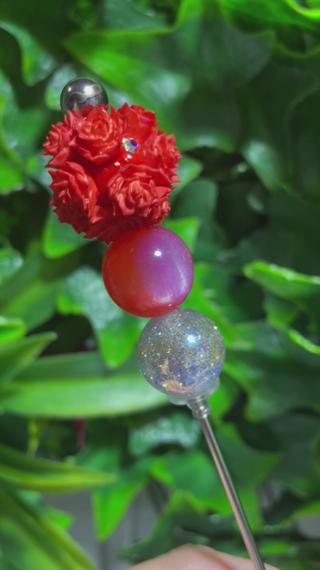 Orange Flower Ball Glitter Poker
