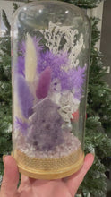 Load and play video in Gallery viewer, CRYSTAL TERRARIUM LARGE SIZE- CHRISTMAS FLORALS +Lepedolite Crystal
