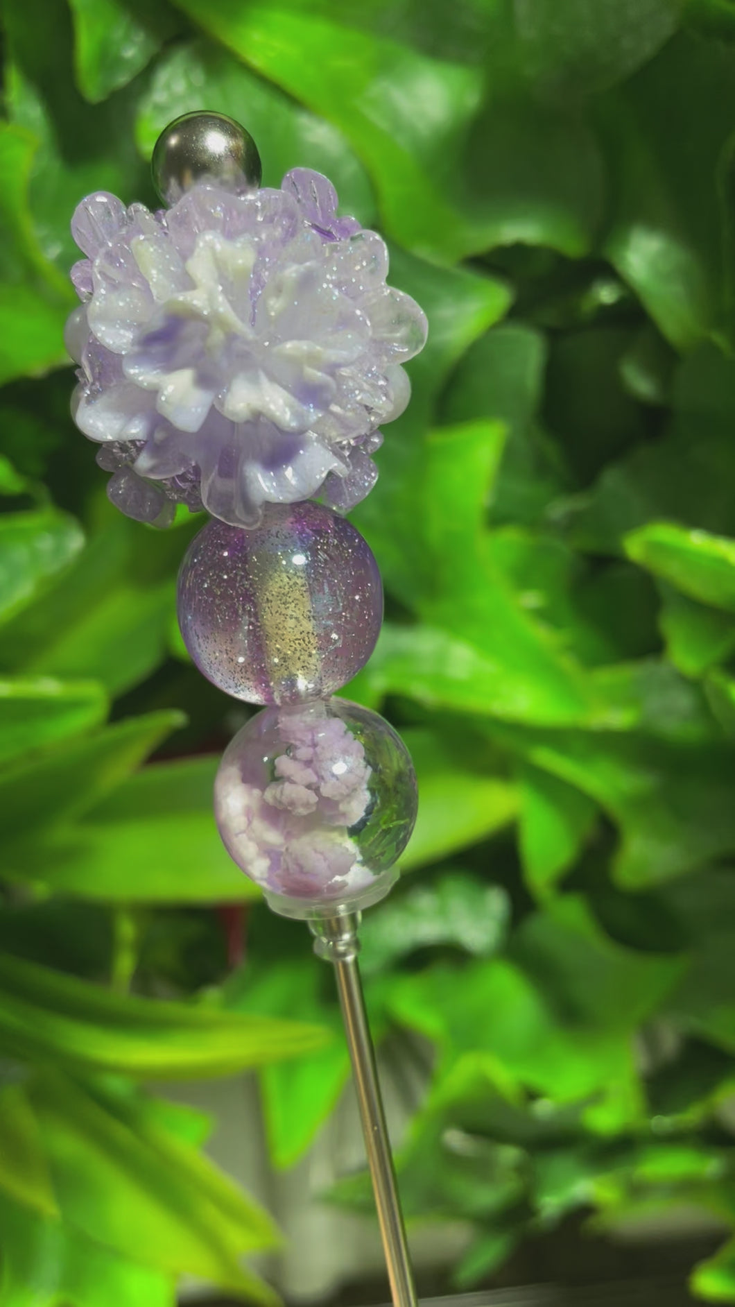 Purple Flower Ball Butterfly/Cloud Glitter Poker
