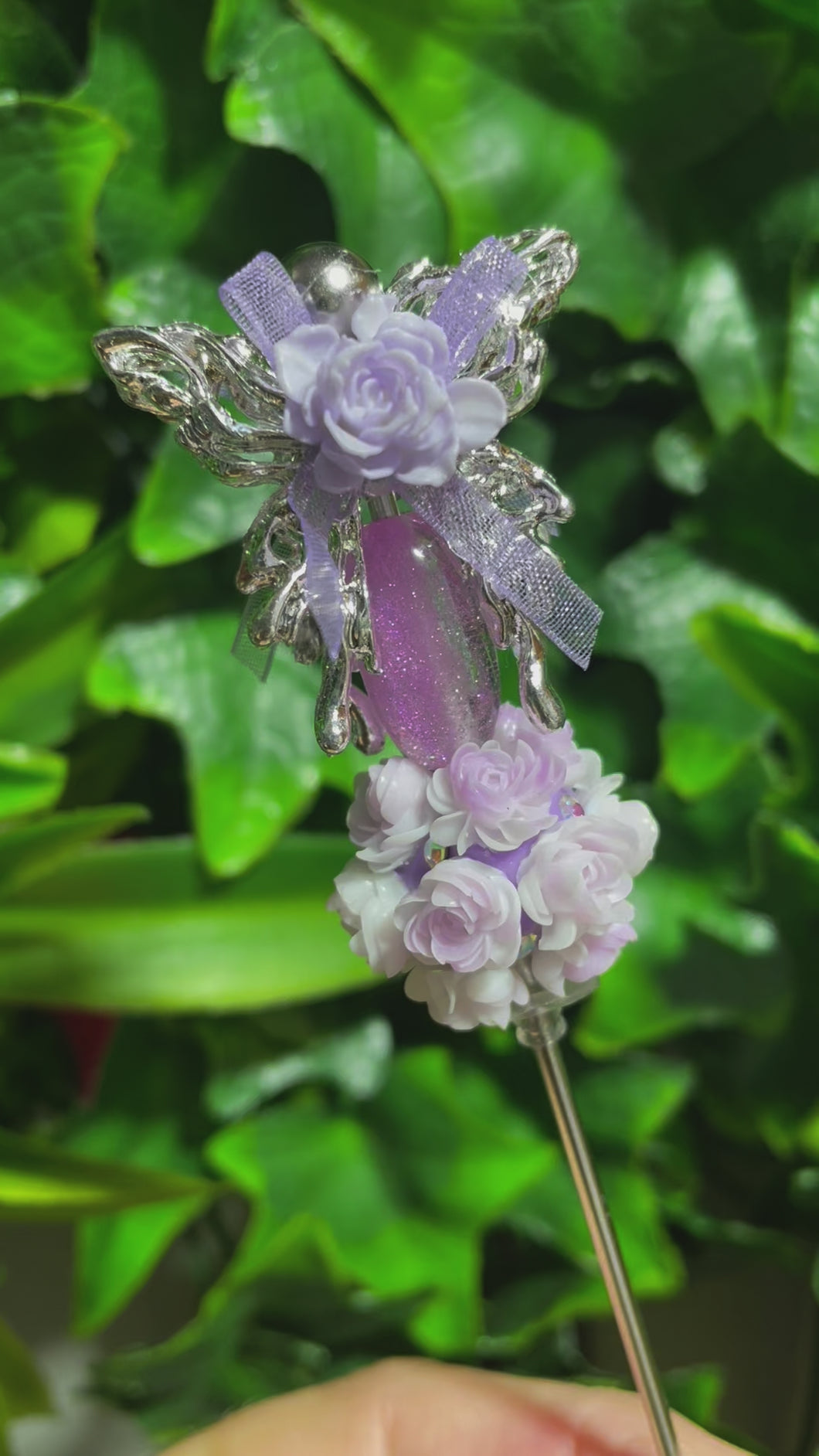 Butterfly Purple Rose Glitter Poker