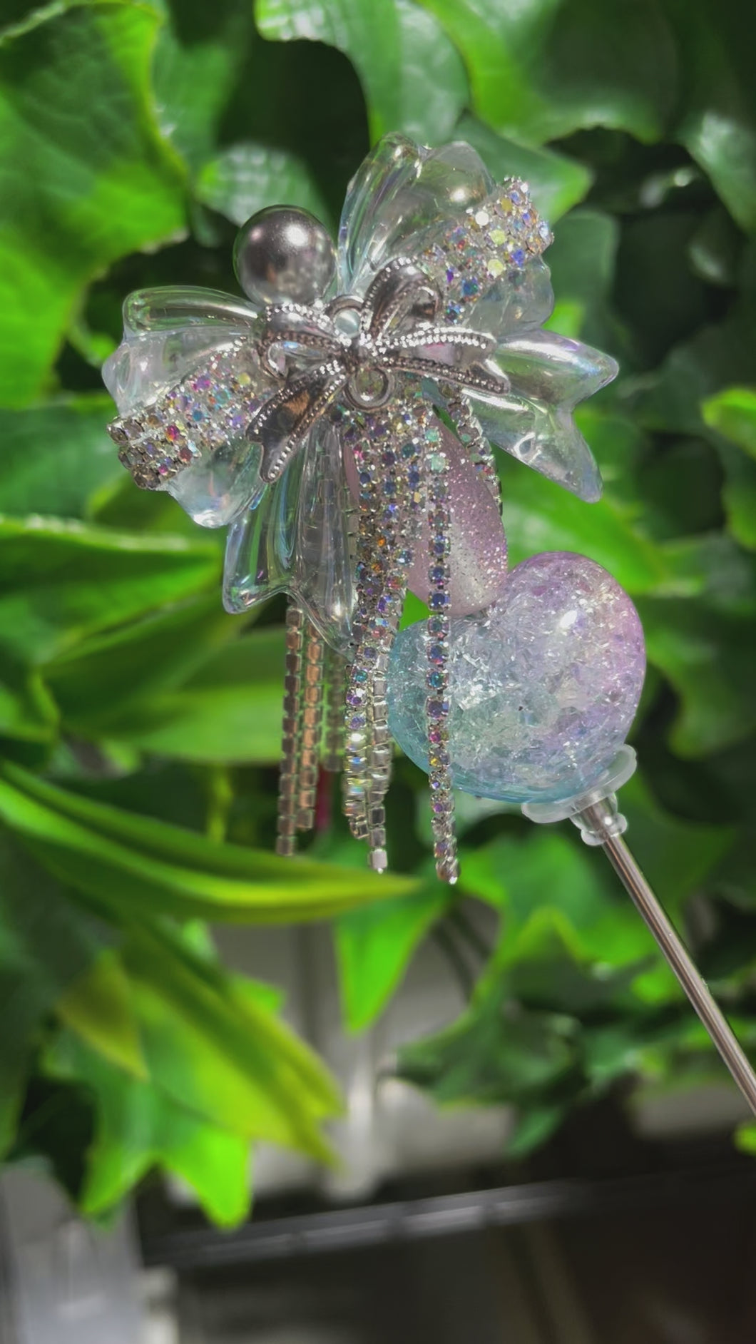 Rhinestone Bow + Heart Glitter Poker