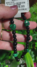 Load and play video in Gallery viewer, Malachite + Obsidian Natural Crystal Wristlet
