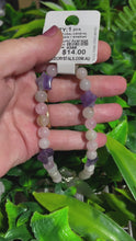 Load and play video in Gallery viewer, Amethyst + Rose Quartz Natural Crystal Wristlet
