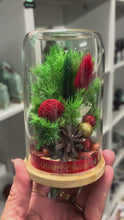 Load and play video in Gallery viewer, CRYSTAL TERRARIUM SMALL SIZE- CHRISTMAS FLORALS + CARNELIAN CRYSTAL
