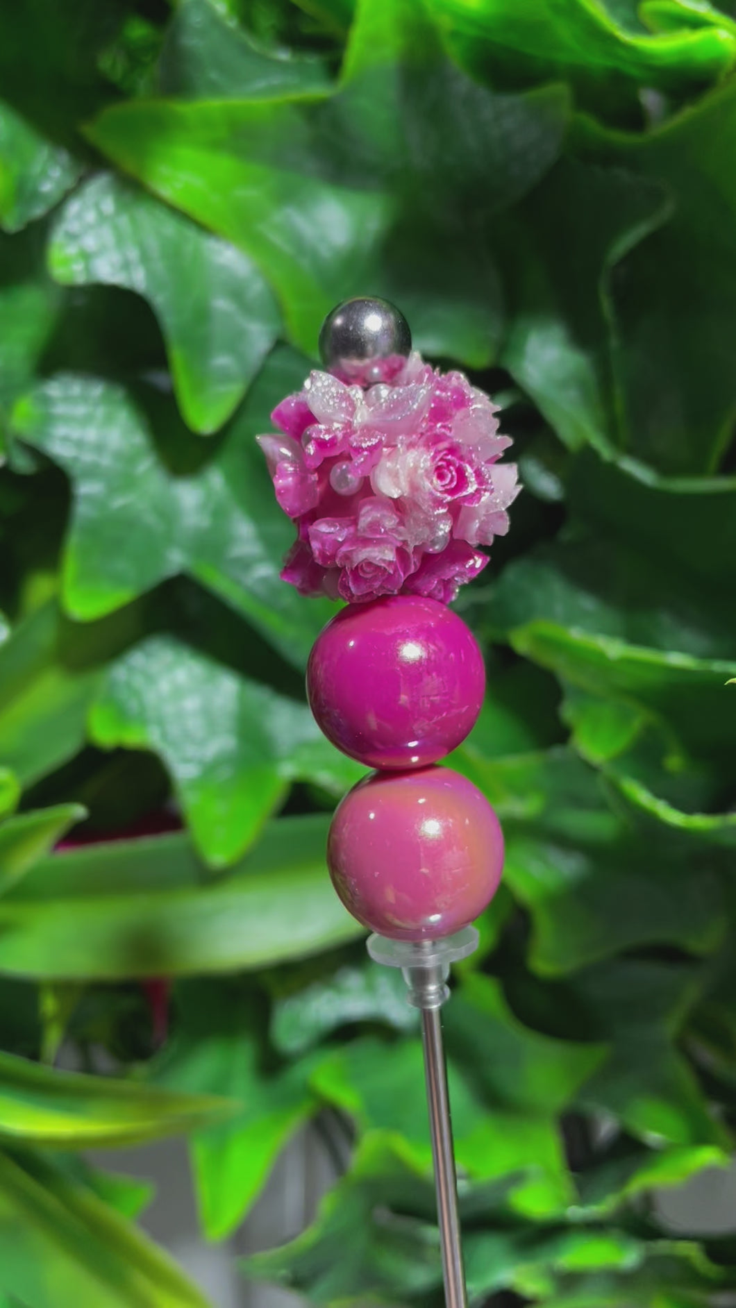 Pink Butterfly Flower Ball Glitter Poker