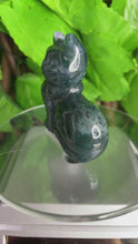 Load and play video in Gallery viewer, MOSS AGATE CAT CARVING
