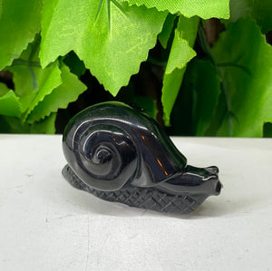 HAND CARVED SNAIL - BLACK OBSIDIAN