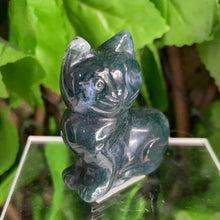 Load image into Gallery viewer, MOSS AGATE CAT CARVING
