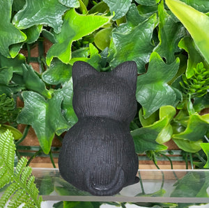 Cat Carving - Black Obsidian