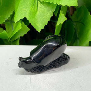 HAND CARVED SNAIL - BLACK OBSIDIAN