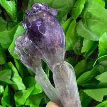 Load image into Gallery viewer, AMETHYST DOUBLE STEM ROSE CARVING
