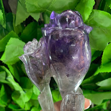 Load image into Gallery viewer, AMETHYST DOUBLE STEM ROSE CARVING
