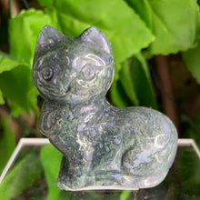 Load image into Gallery viewer, MOSS AGATE CAT CARVING
