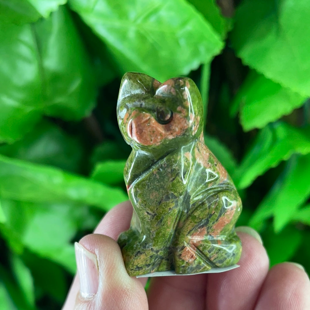 CAT CARVING - UNAKITE