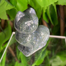 Load image into Gallery viewer, MOSS AGATE CAT CARVING
