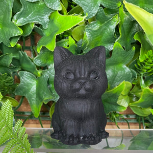 Cat Carving - Black Obsidian
