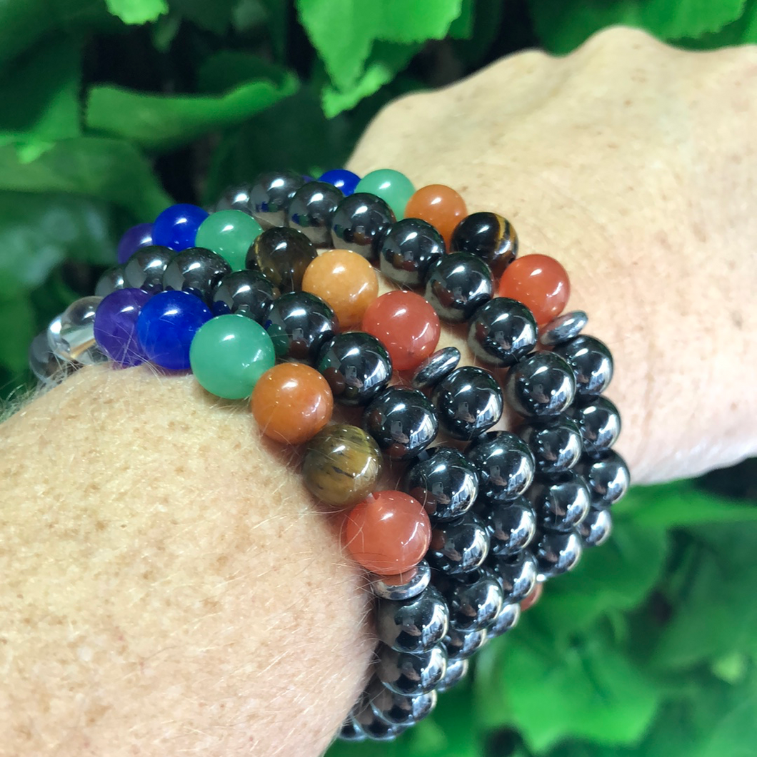 BRACLET - Ironstone & Chakra Colour bead combo