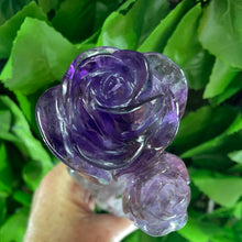 Load image into Gallery viewer, AMETHYST DOUBLE STEM ROSE CARVING
