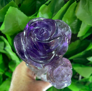 AMETHYST DOUBLE STEM ROSE CARVING